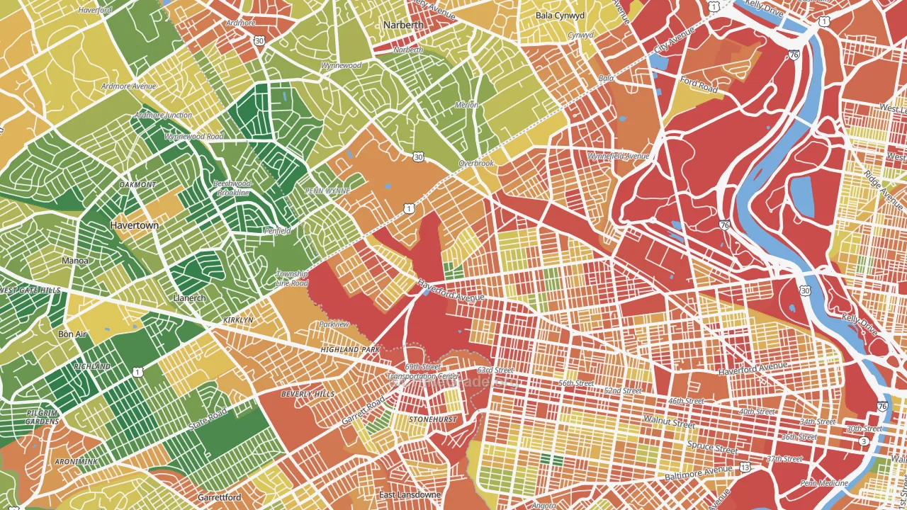 Morris Park, Philadelphia, PA Map of Theft Rates