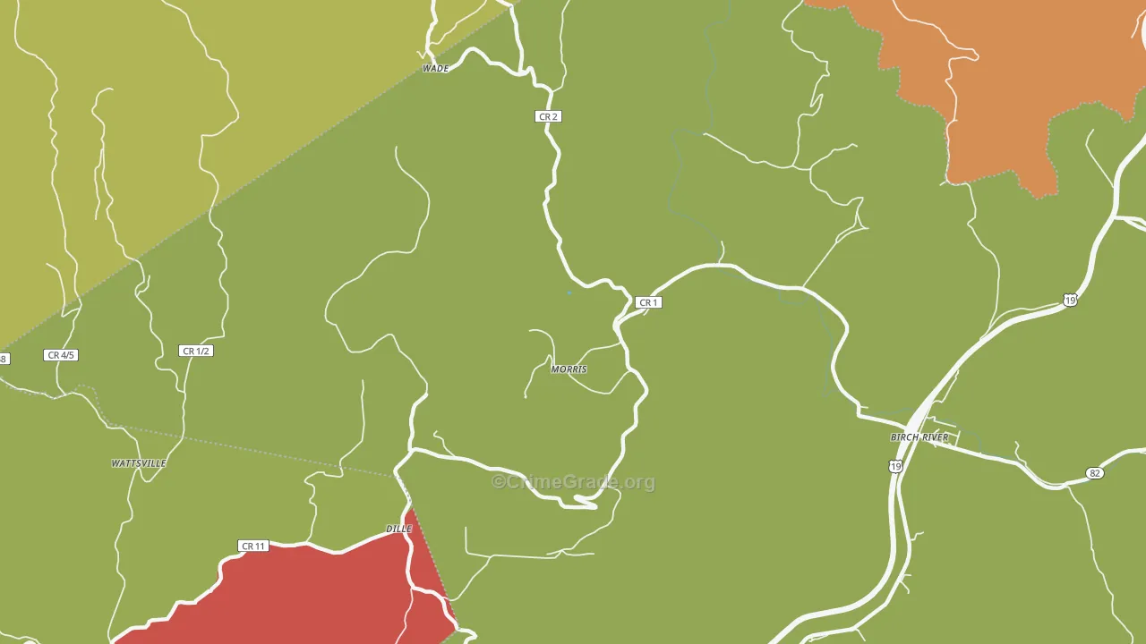 Morris, WV Map of Theft Rates