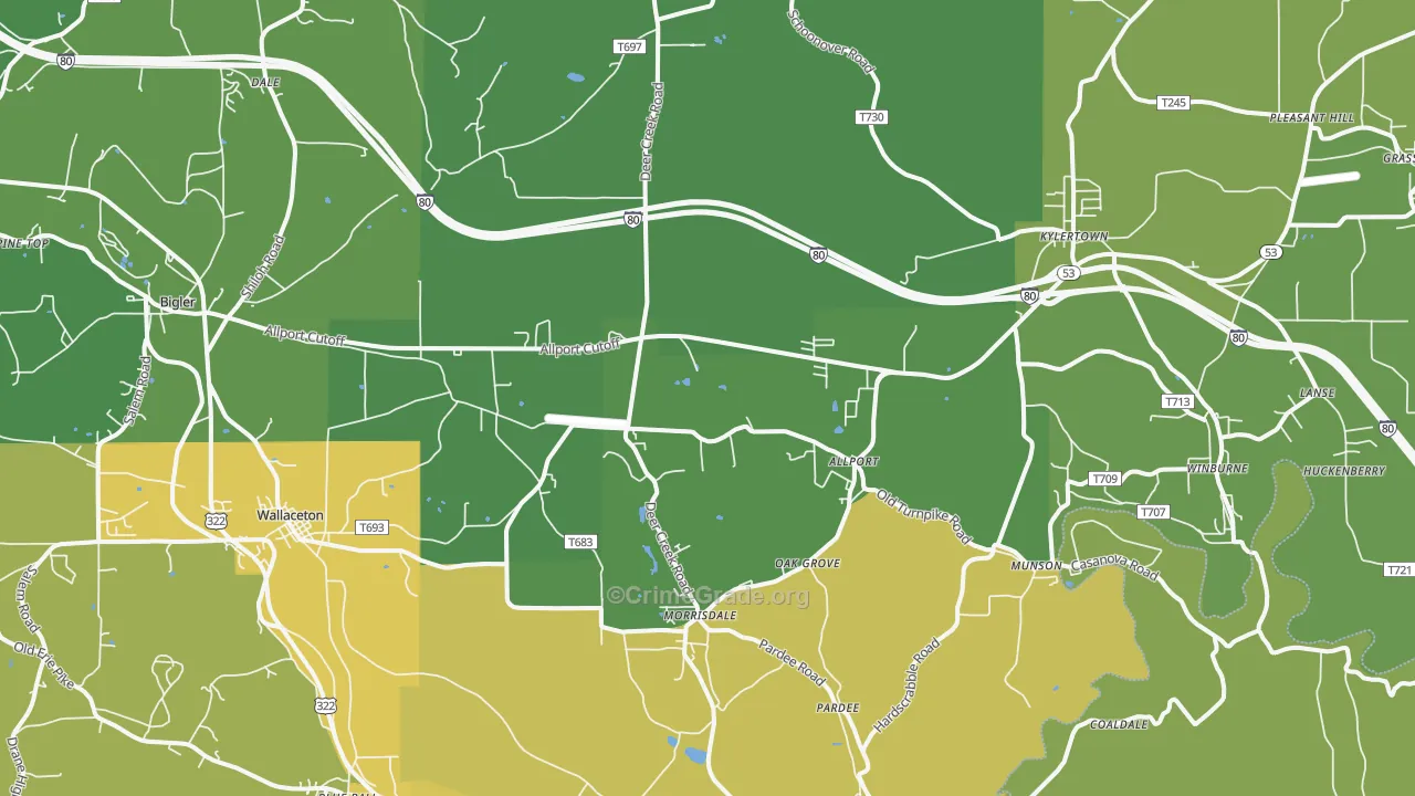 Morrisdale, PA Map of Theft Rates