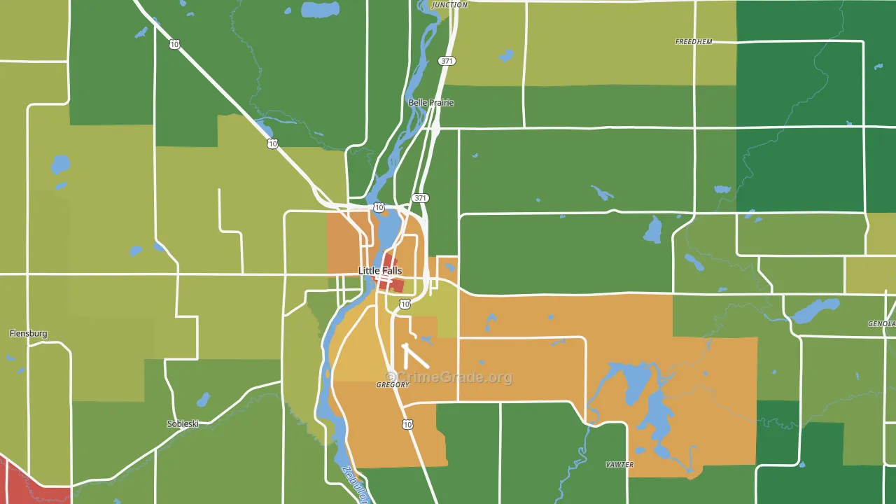 Morrison County, MN Map of Theft Rates