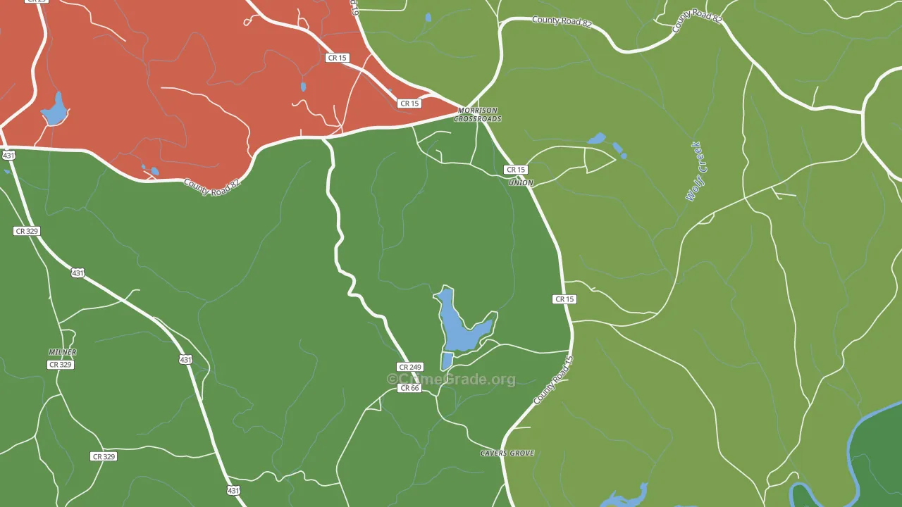 Morrison Crossroads, AL Map of Theft Rates