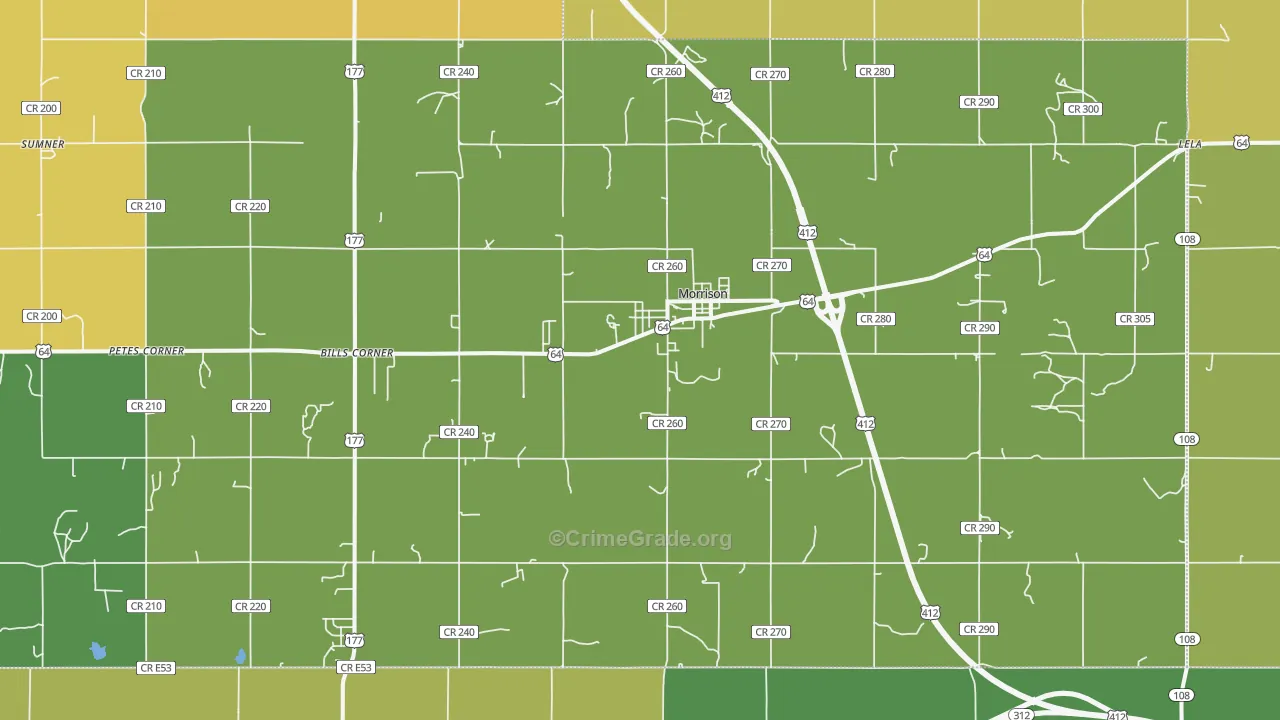 Morrison, OK Map of Theft Rates