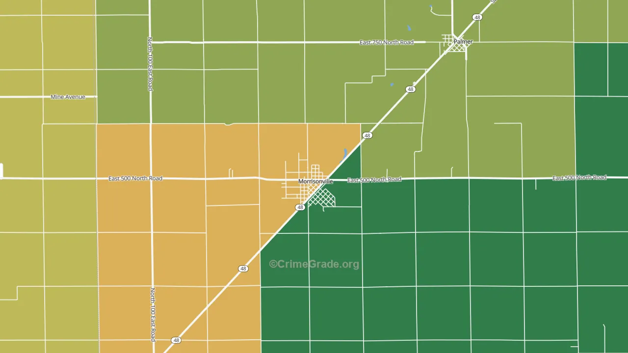 Morrisonville, IL Map of Theft Rates
