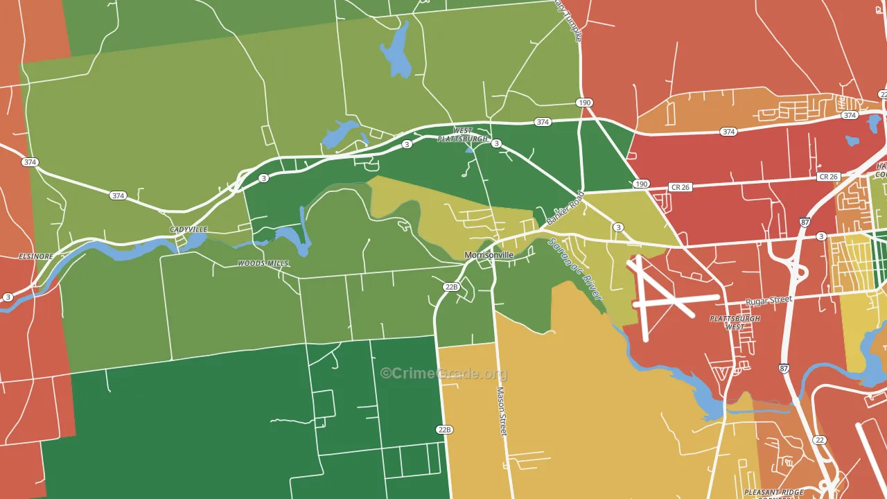 Morrisonville, NY Map of Theft Rates