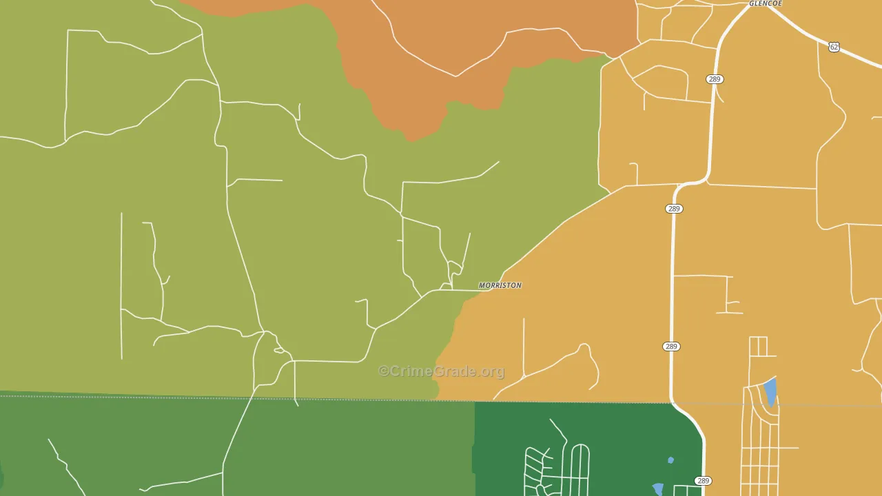 Morriston, AR Map of Theft Rates