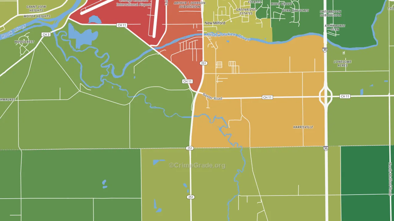Morristown, IL Map of Theft Rates