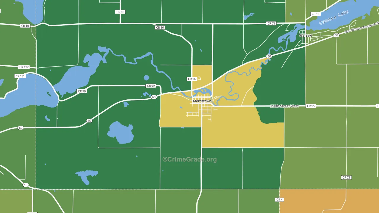 Morristown, MN Map of Theft Rates