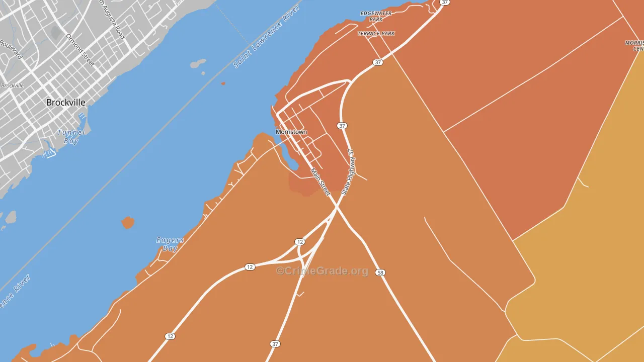 Morristown, NY Map of Theft Rates
