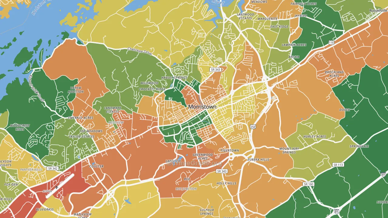 Morristown, TN Map of Theft Rates