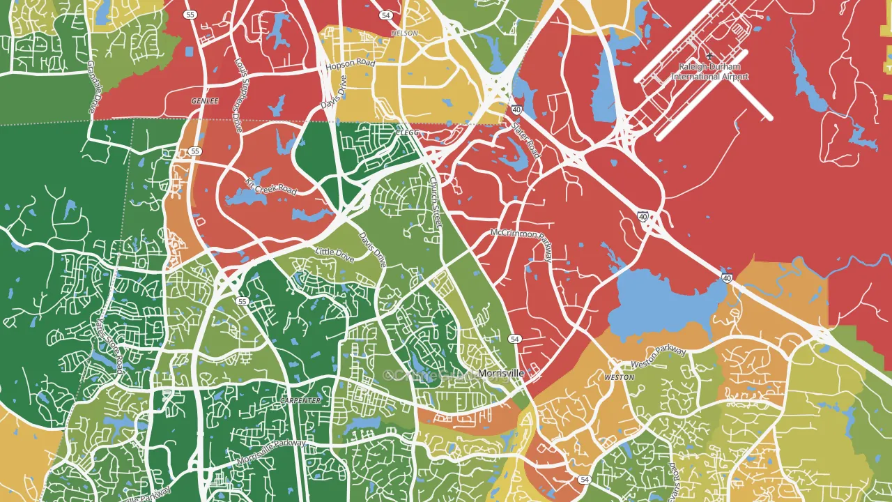 Morrisville, NC Map of Theft Rates