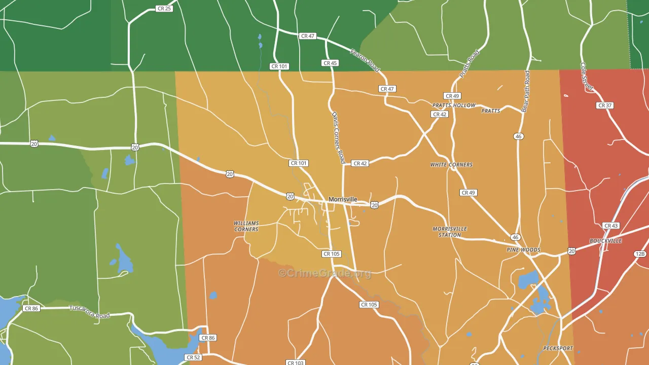 Morrisville, NY Map of Theft Rates