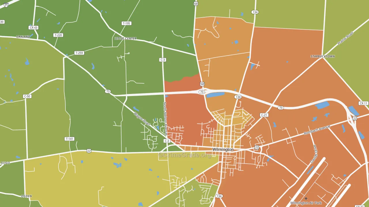 Morrisville, OH Map of Theft Rates