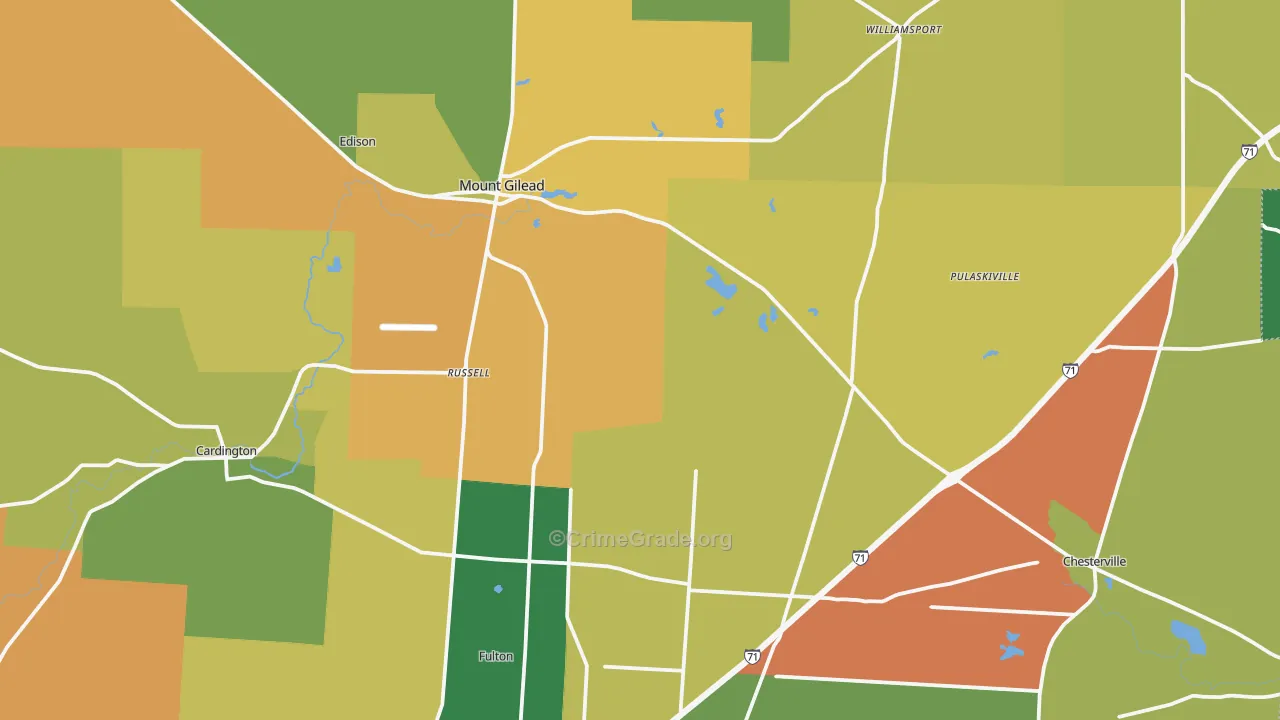 Morrow County, OH Map of Theft Rates