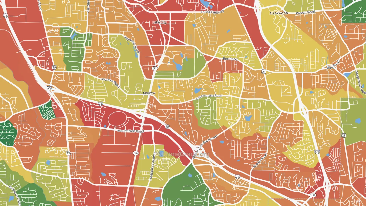 Morrow, GA Map of Theft Rates