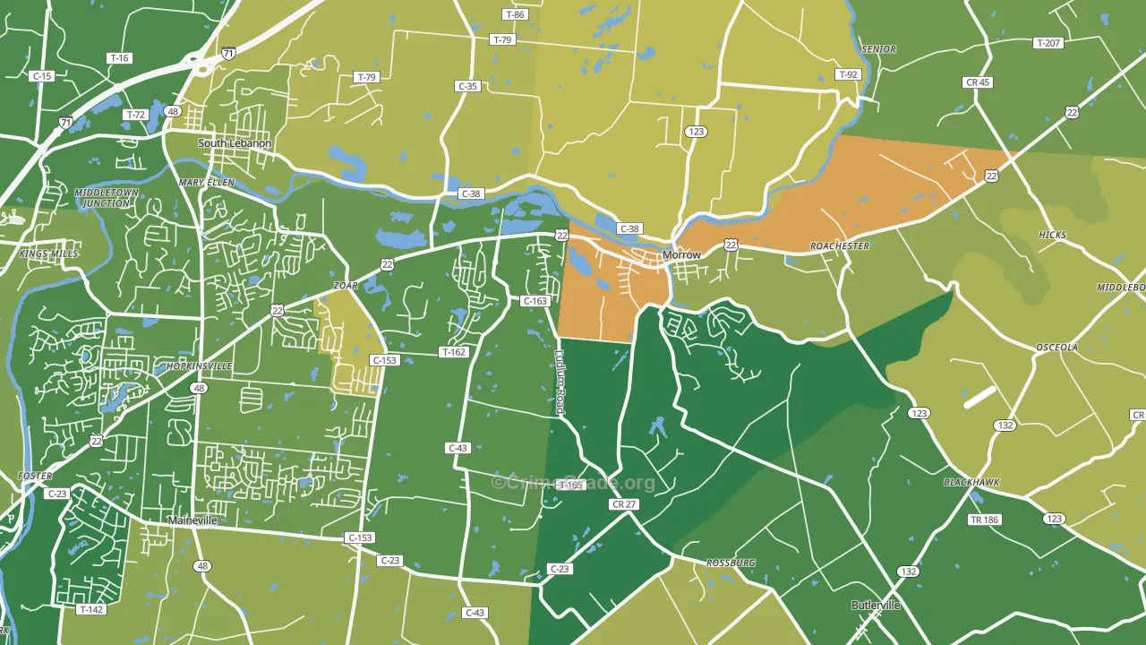 Morrow, OH Map of Theft Rates