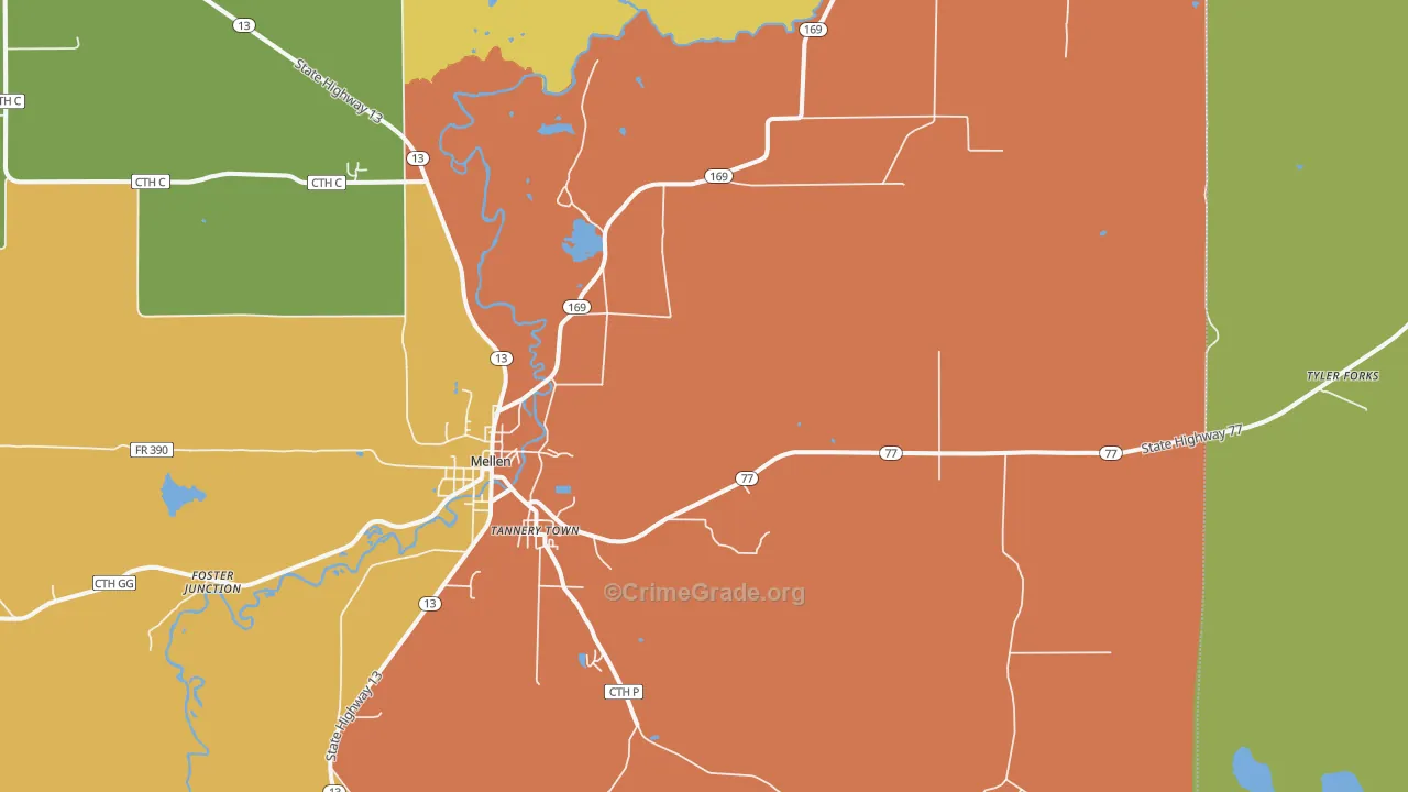 Morse, WI Map of Theft Rates