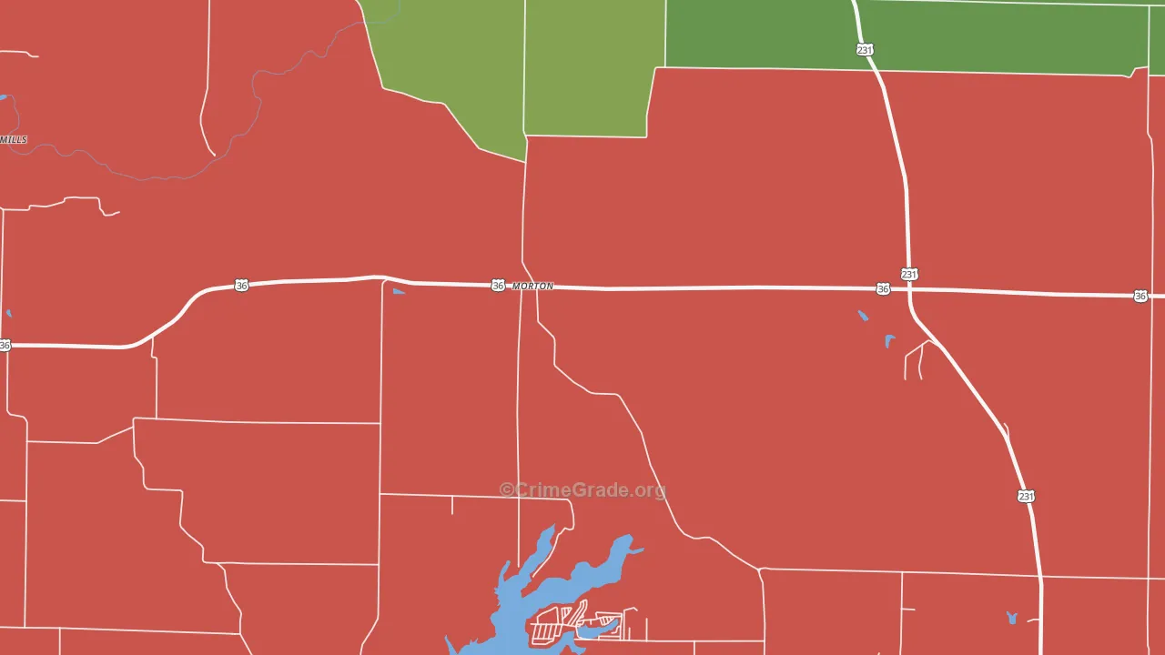 Morton, IN Map of Theft Rates