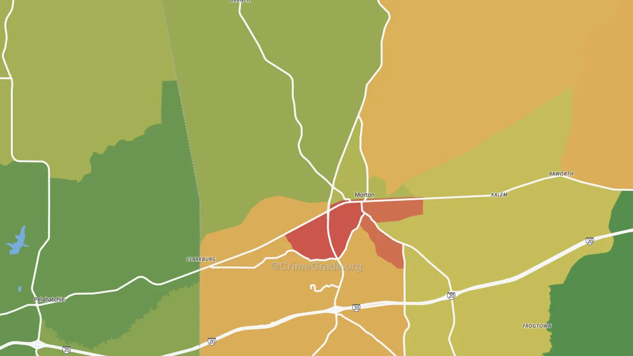 Morton, MS Map of Theft Rates