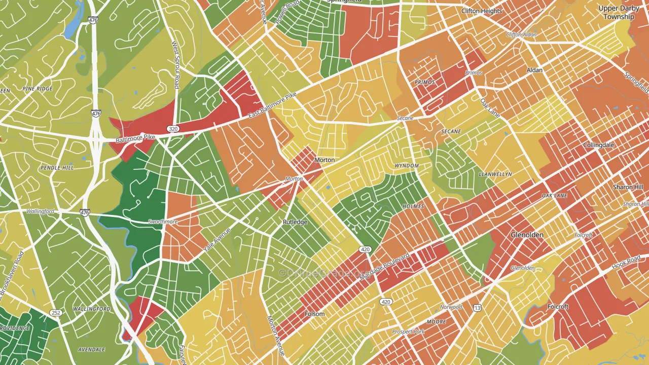 Morton, PA Map of Theft Rates