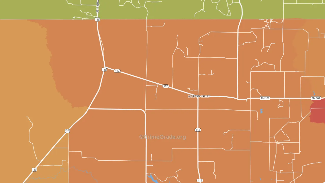 Morton Valley, TX Map of Theft Rates