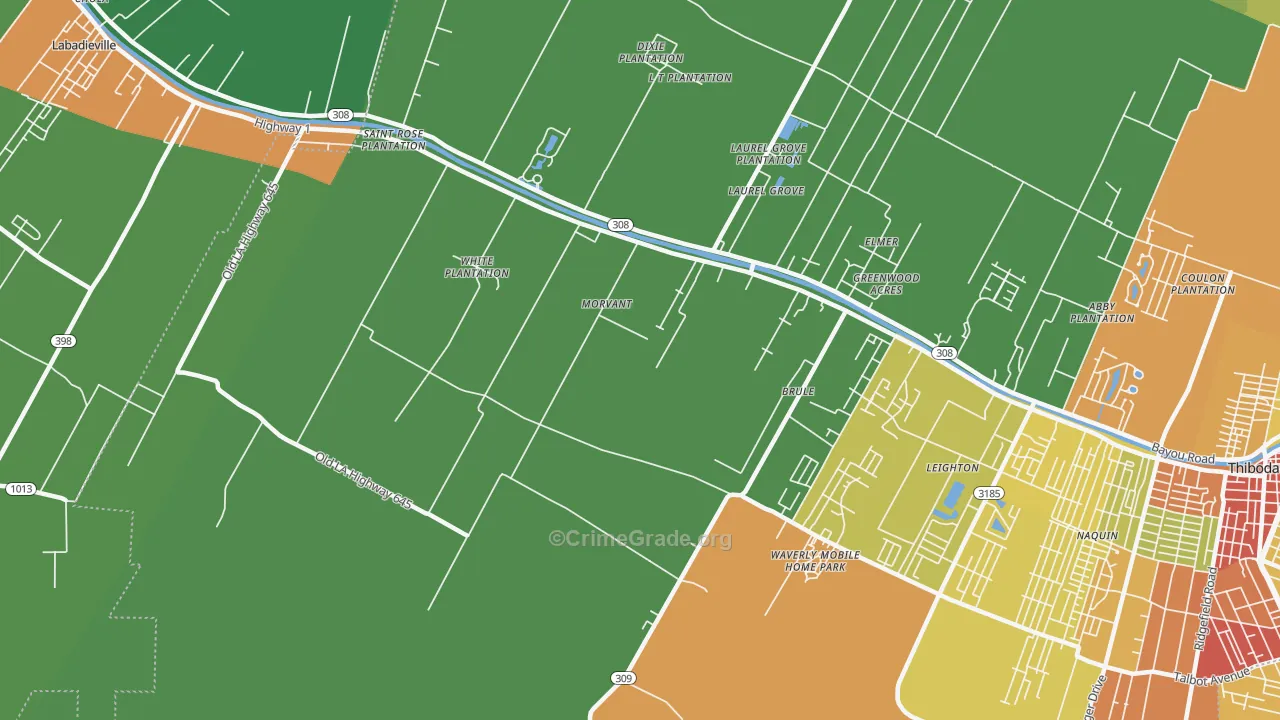 Morvant, LA Map of Theft Rates