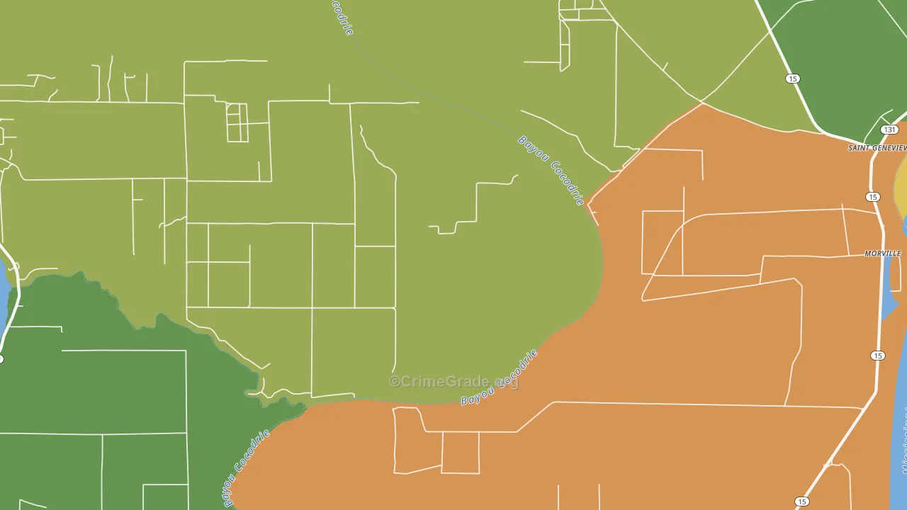 Morville, LA Map of Theft Rates