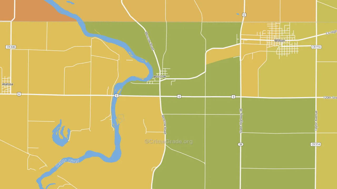 Moscow, IA Map of Theft Rates