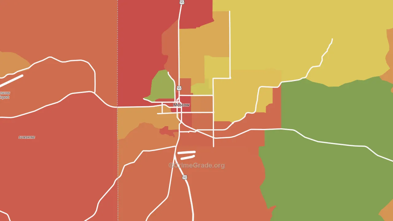 Moscow, ID Map of Theft Rates