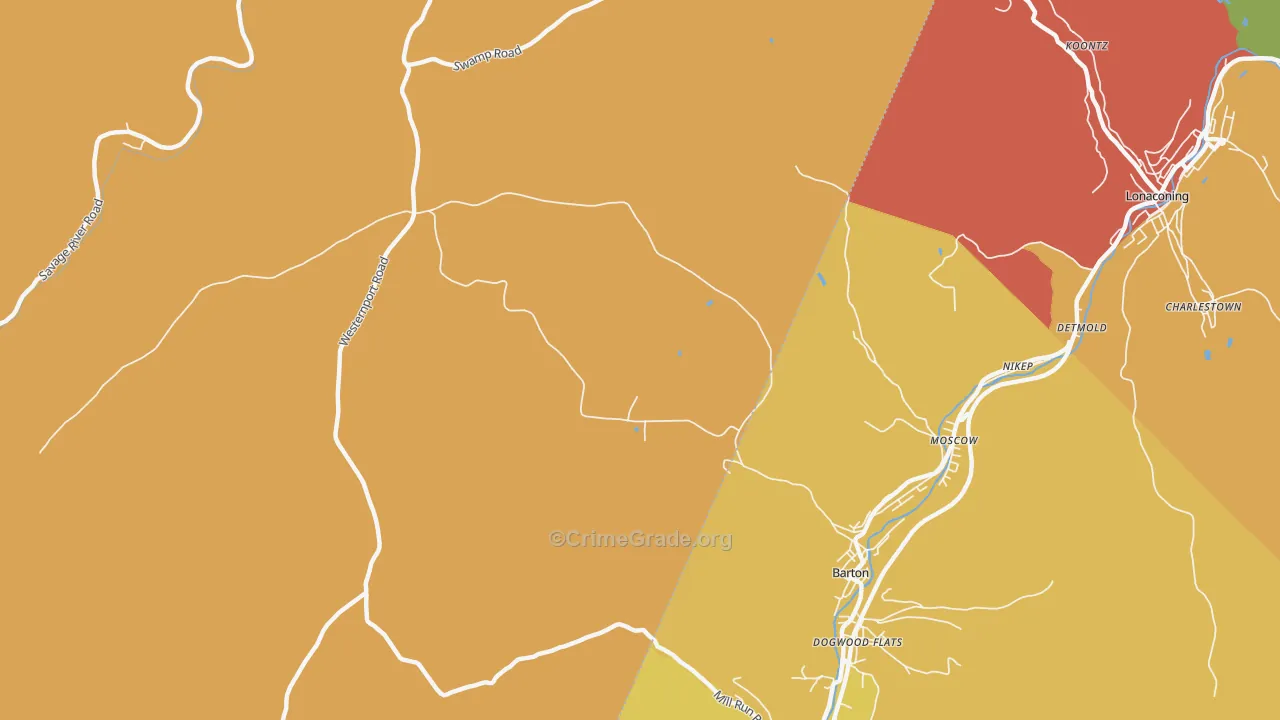 Moscow, MD Map of Theft Rates