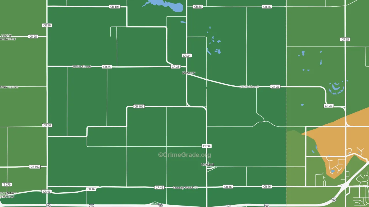 Moscow, MN Map of Theft Rates