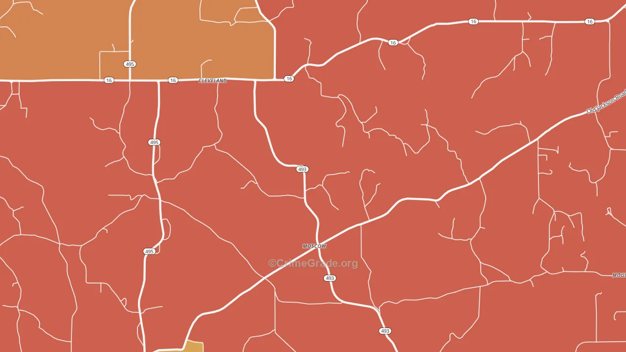 Moscow, MS Map of Theft Rates