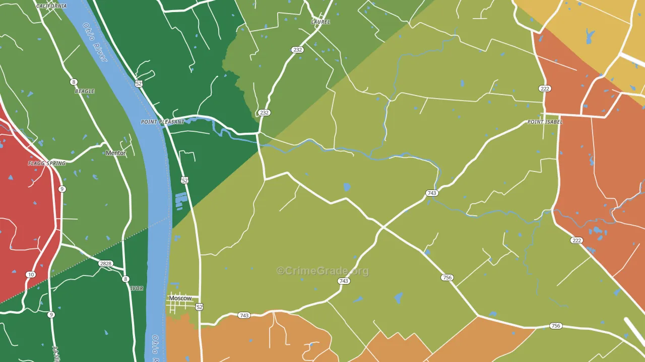 Moscow, OH Map of Theft Rates
