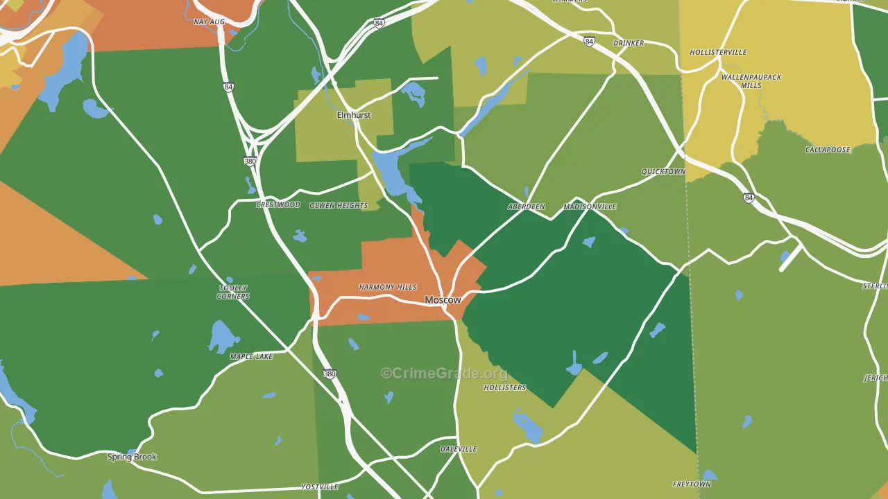 Moscow, PA Map of Theft Rates