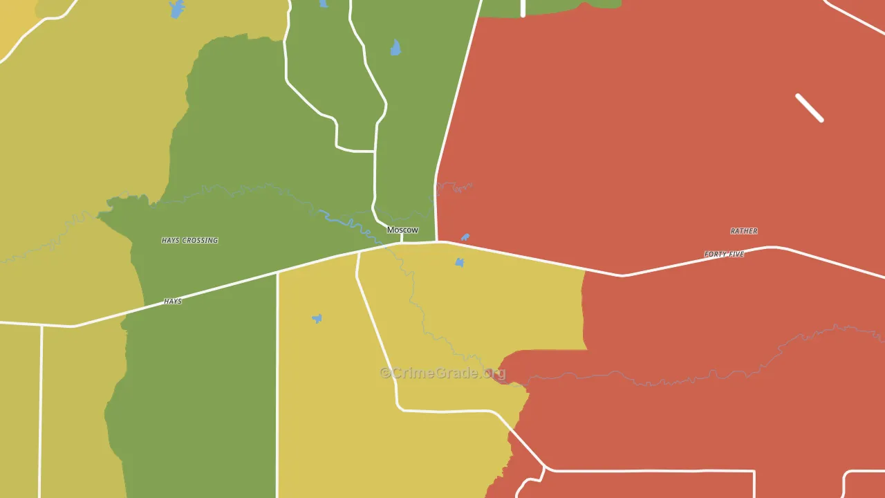 Moscow, TN Map of Theft Rates