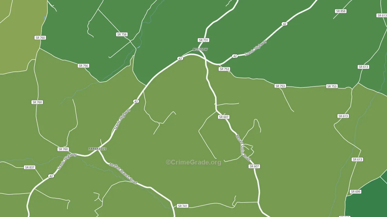 Moscow, VA Map of Theft Rates
