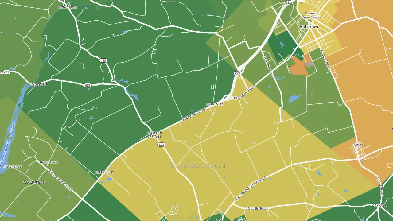 Moselem Springs, PA Map of Theft Rates