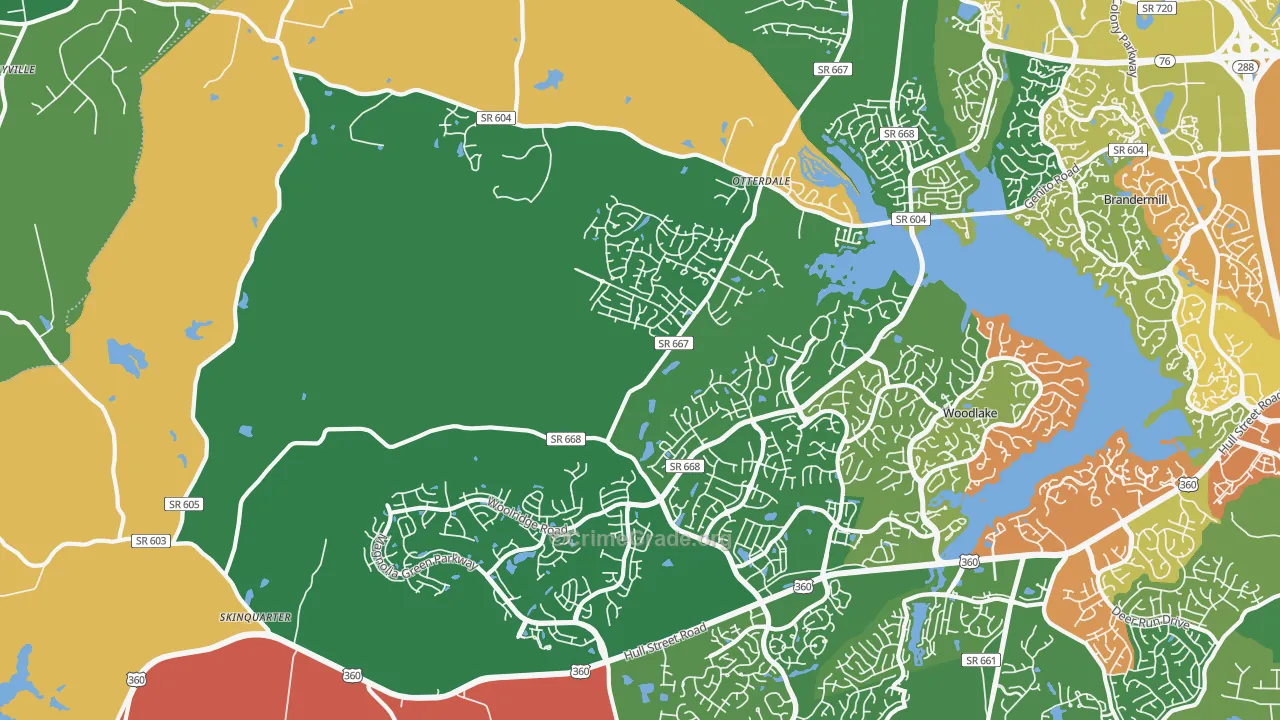Moseley, VA Map of Theft Rates