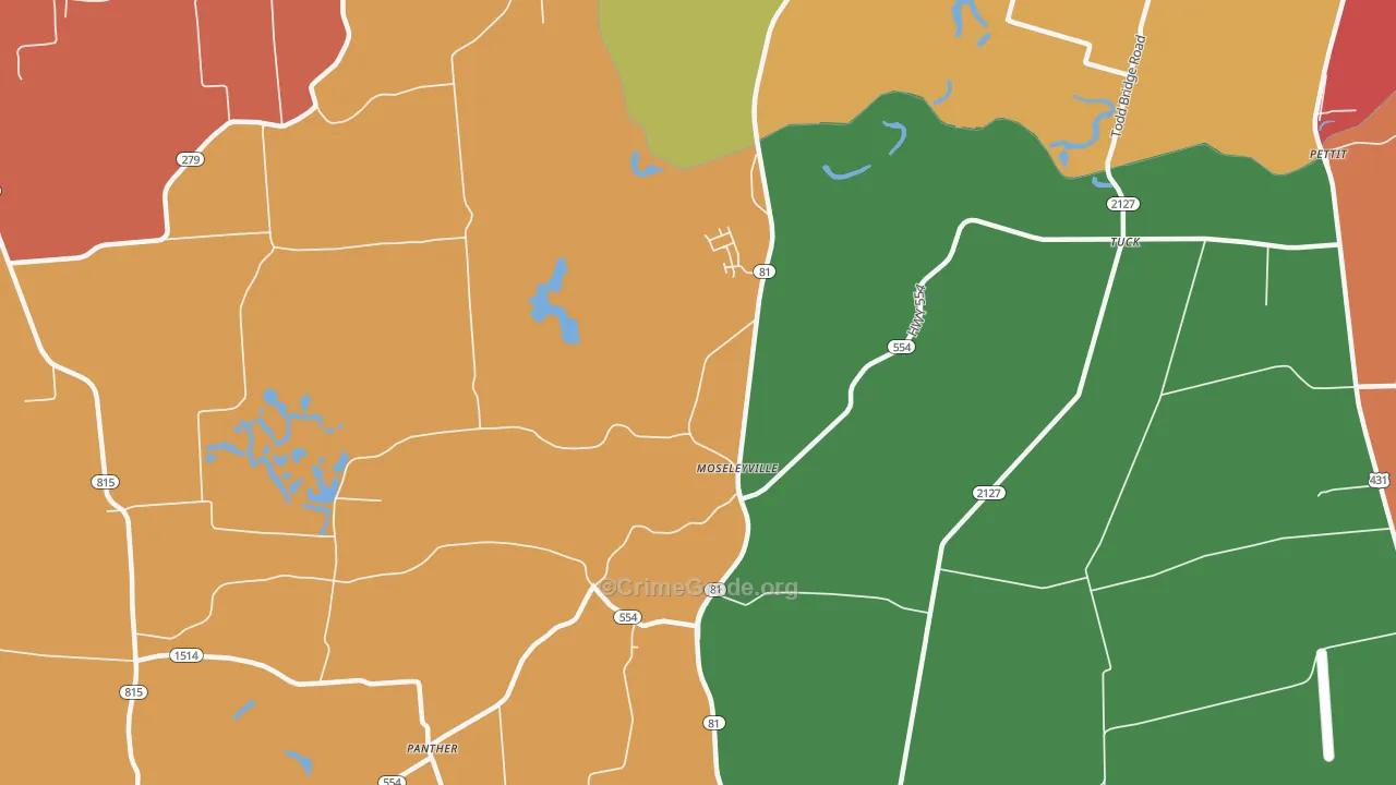 Moseleyville, KY Map of Theft Rates