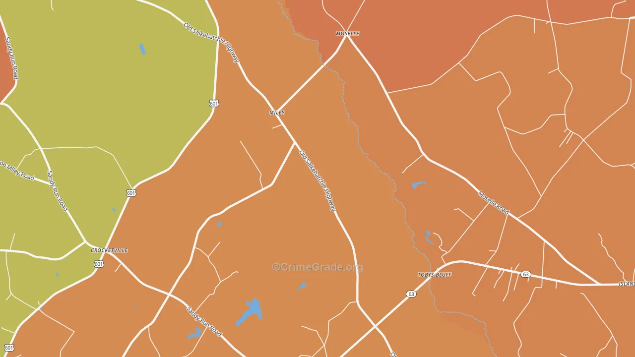 Moselle, SC Map of Theft Rates