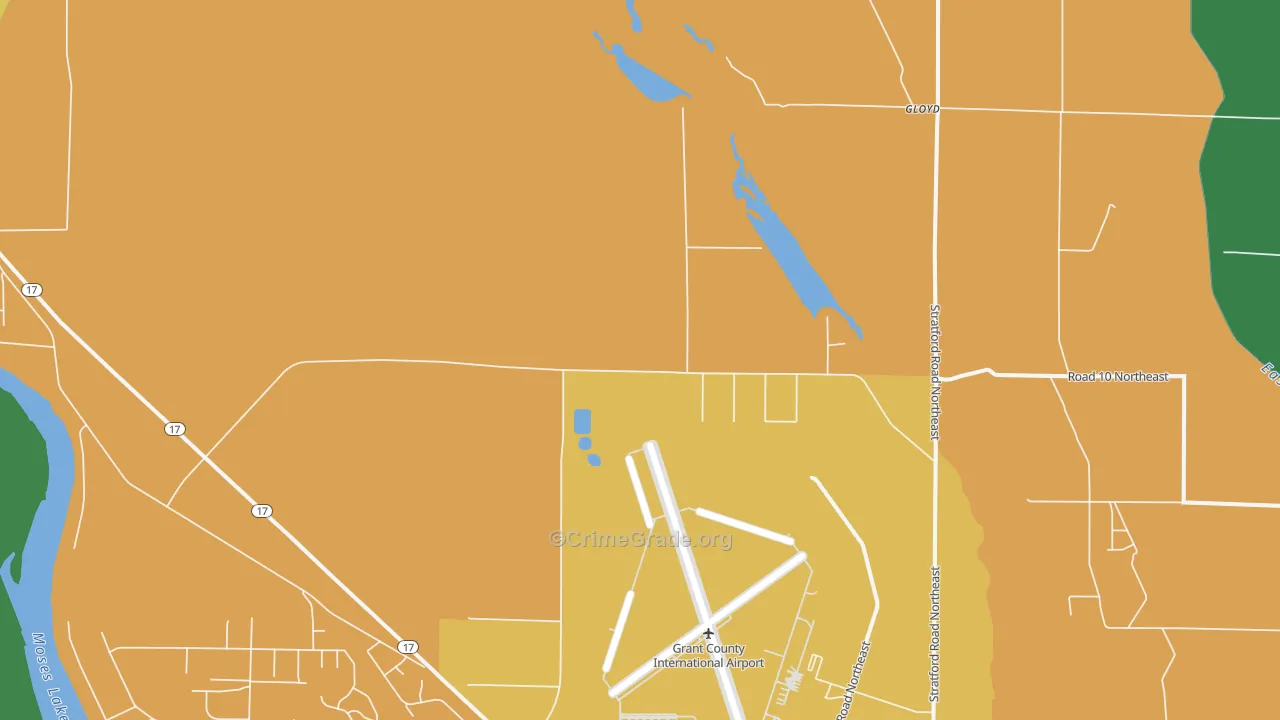 Moses Lake North, WA Map of Theft Rates