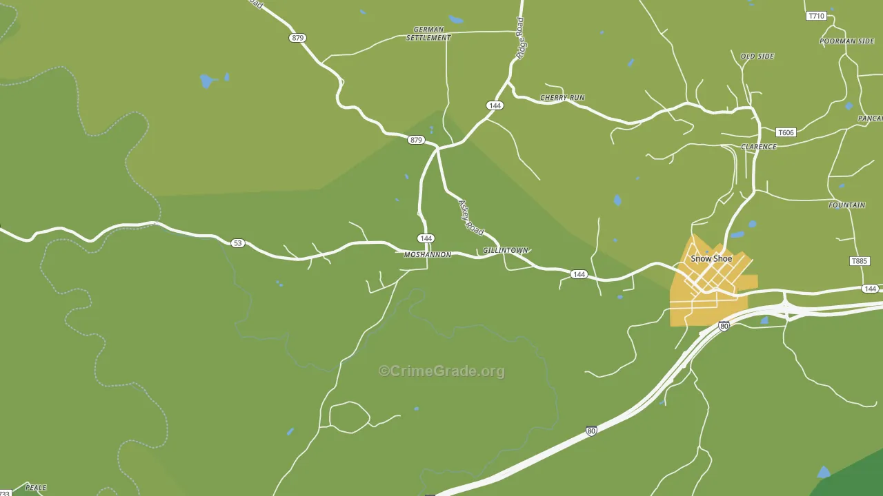 Moshannon, PA Map of Theft Rates