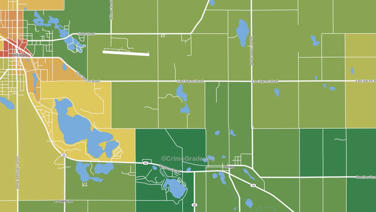 Mosherville, MI Map of Theft Rates