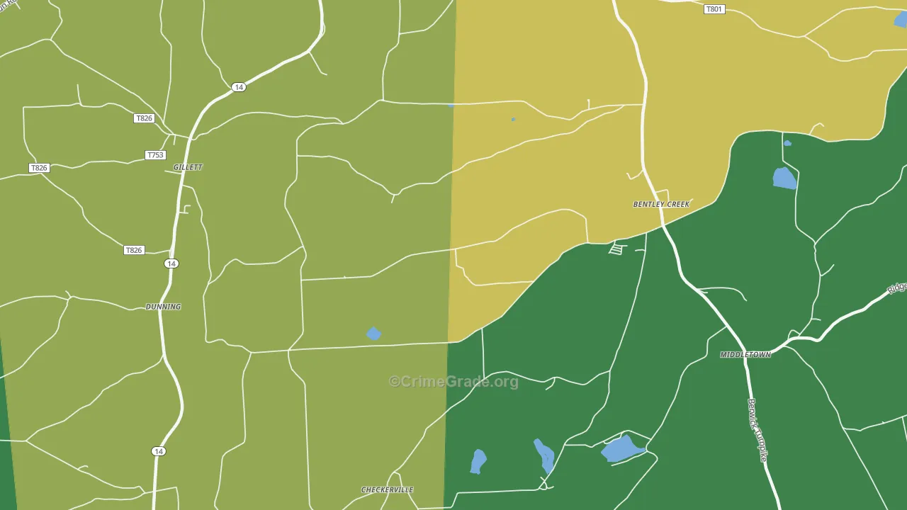 Mosherville, PA Map of Theft Rates