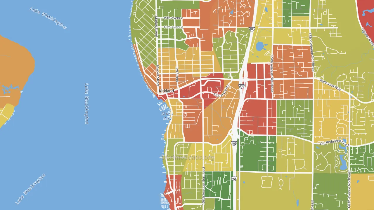Moss Bay, Kirkland, WA Map of Theft Rates