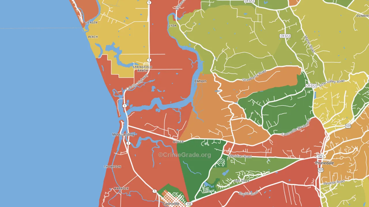 Moss Landing, CA Map of Theft Rates