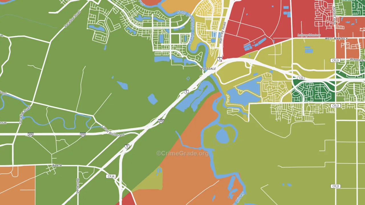 Mossdale, CA Map of Theft Rates