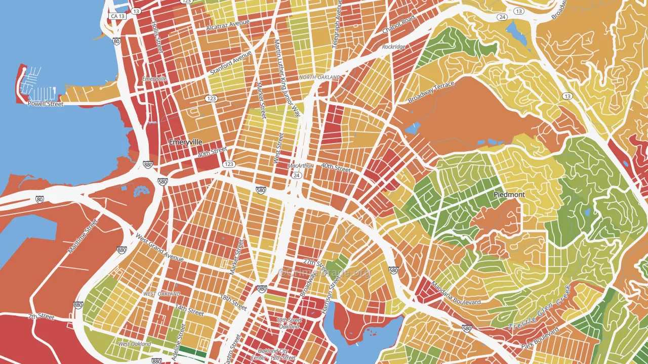 Mosswood, Oakland, CA Map of Theft Rates