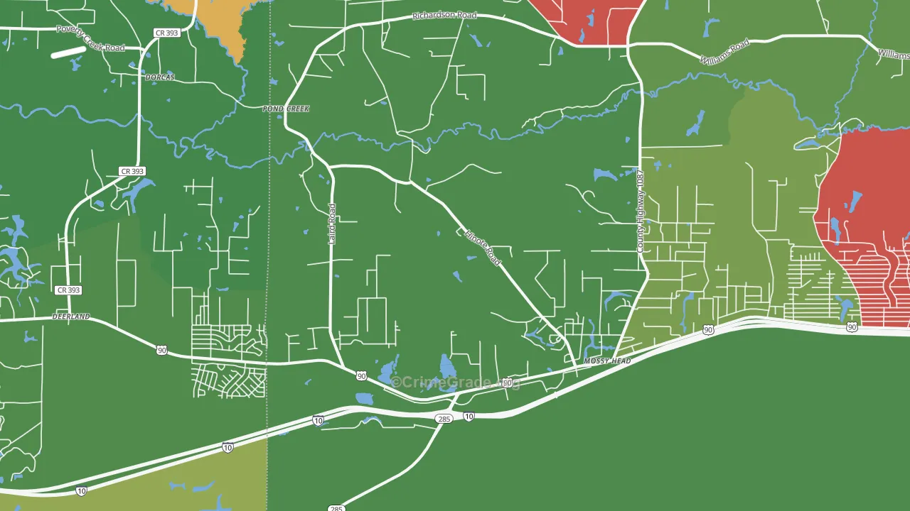 Mossy Head, FL Map of Theft Rates