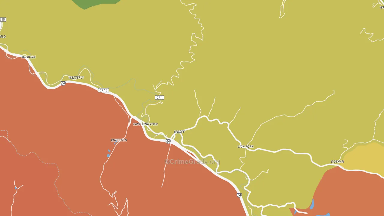 Mossy, WV Map of Theft Rates