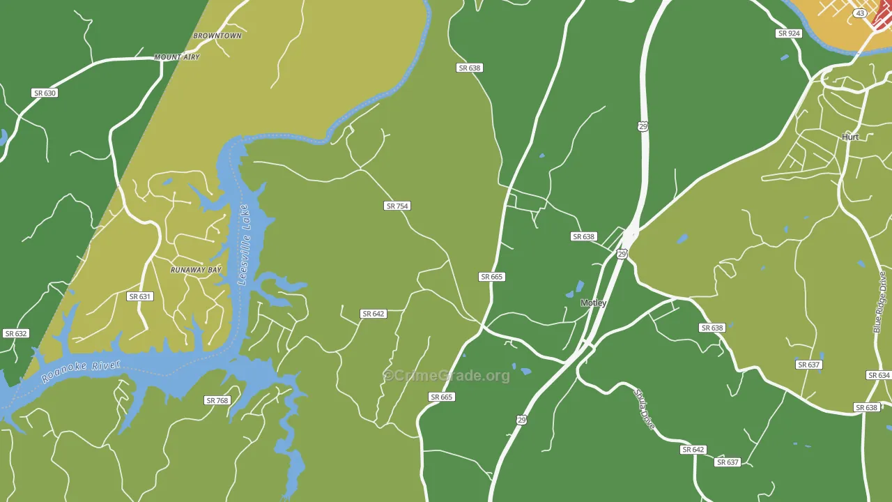 Motley, VA Map of Theft Rates